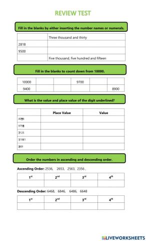 Place Value Review