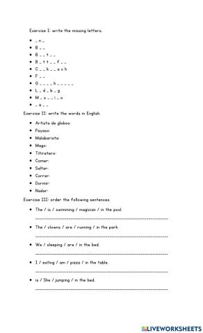 Present continuous, verbs and shapes
