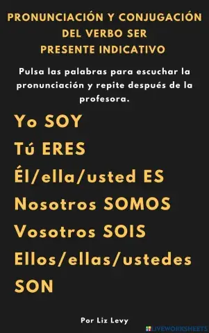 Conjugación del verbo ser en presente indicativo