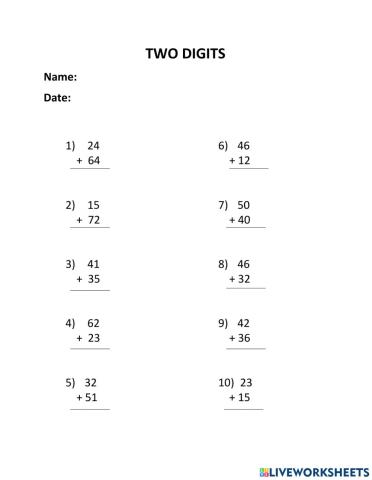 TWO DIGITS - Addition