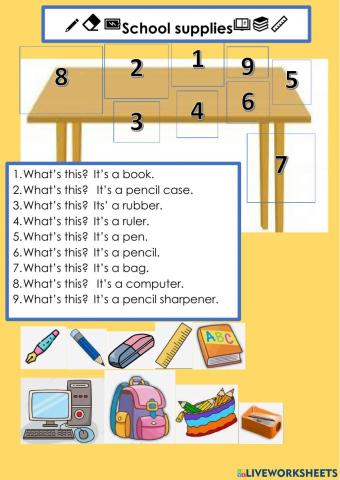 School supplies classroom