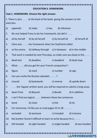 Education. Homework.