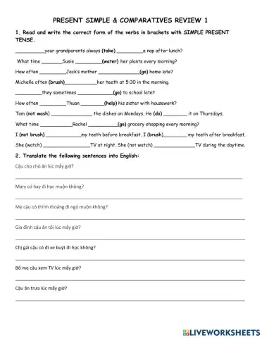 Zin present simple and comparatives review 1