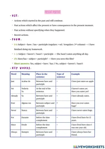 Present perfect theory and practice
