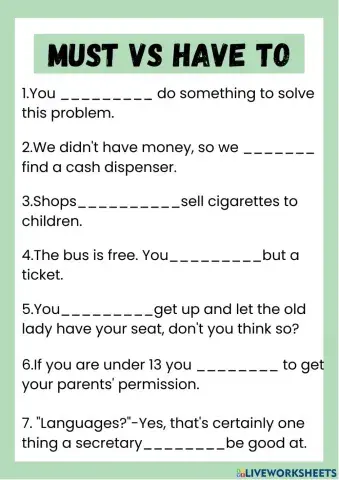 Must-Have to-Has to-mustn't-don't have to-doesn't have to