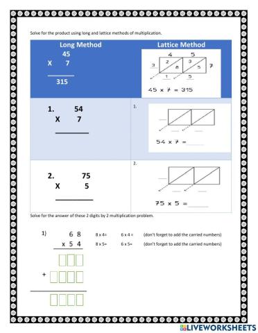 Long and Lattice Method 2 by 1