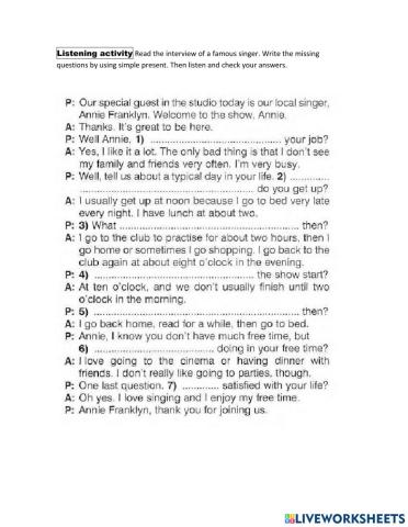 Present simple interview