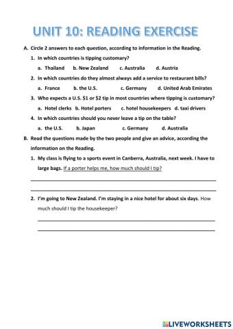 U10 Reading Exercise L2