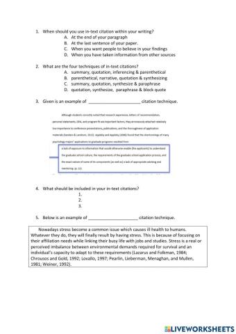 In-text citation techniques