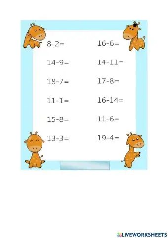 Addition, substraction to 20