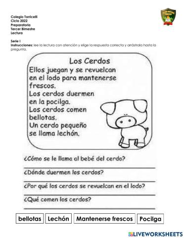 Evaluación Lectura Tercer Bimestre