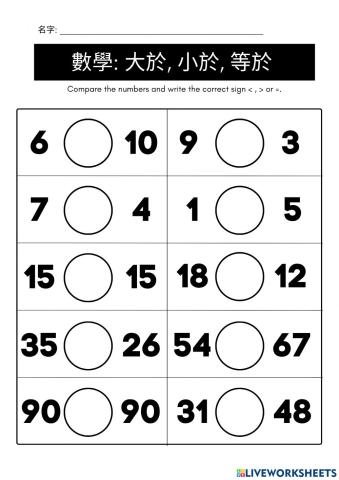 Greater than, less than, equal