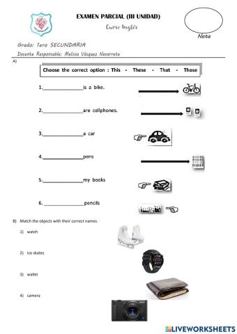 EVALUACIÓN PRIMERO SECUNDARIA
