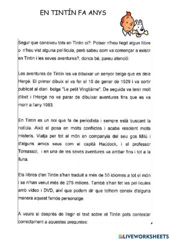 Tíntin fa anys