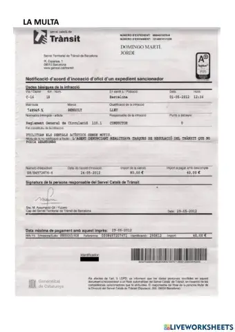 La multa de trànsit