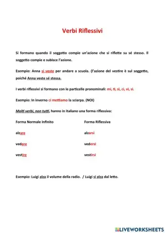 Verbi riflessivi - leggere - A2