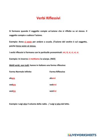 Verbi riflessivi - leggere - A2