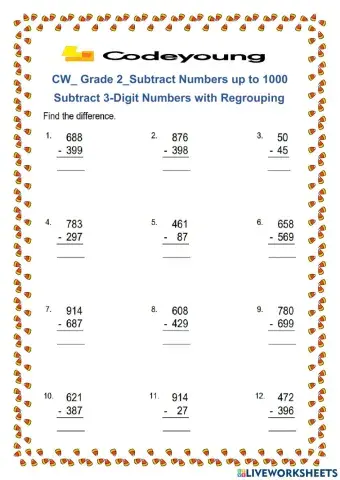 Subtract 3-Digit Numbers with Regrouping