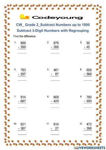 Subtract 3-Digit Numbers with Regrouping