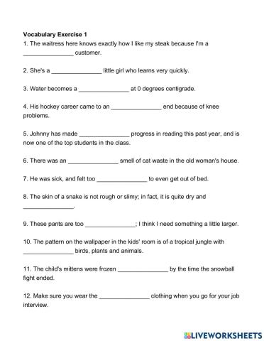 Vocabulary Exercise 1