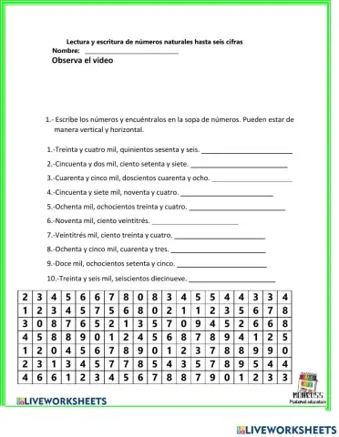 Lectura de cantidades hasta seis cifras