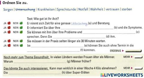 A 2.1. Lektion 8: Wortschatz üben