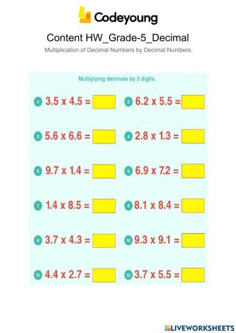 Content-HW-Multiplication of Decimal Numbers by Decimal Numbers Part 2