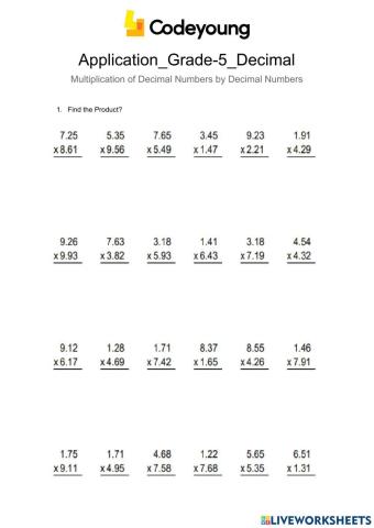 Application-Multiplication of Decimal Numbers by Decimal Numbers Part 2