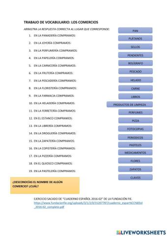 Vocabulario comercios