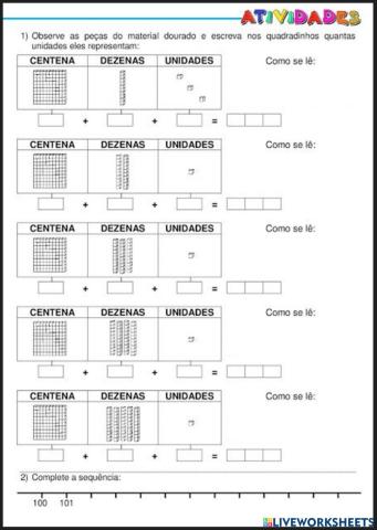 Centena, dezena e unidade