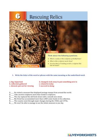 Rescuing relics - reading - B1