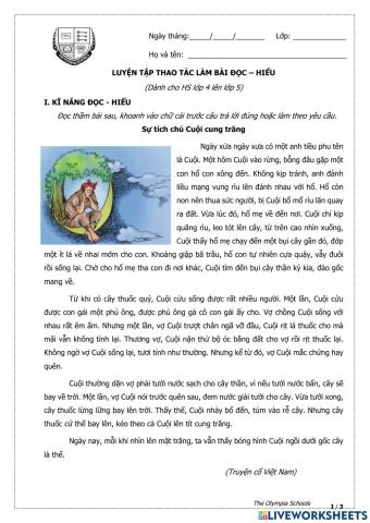 Rèn thao tác làm bài đọc - hiểu 45