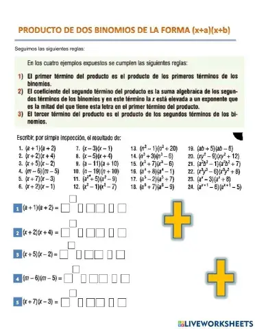 PRODUCTO DE DOS BINOMIOS DE LA FORMA (x+a)(x+b)