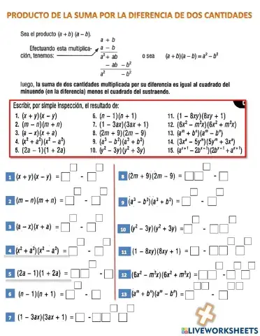 Producto de la suma por la diferencia de dos cantidades