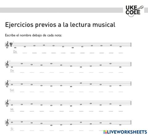 Ejercicios previos de lectura Musical (Libro 2 UKECOLE)