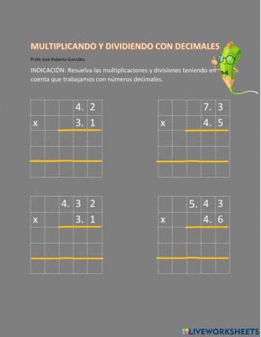 Multiplicación de decimales