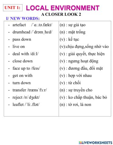 English 9- unit 1- a closẻr look 2