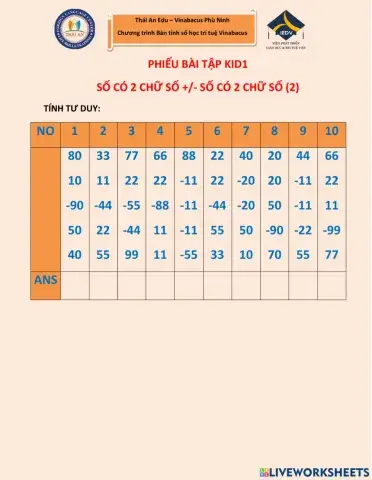Kid 1-Số 2 chữ số +-- số 1 chữ số (2)