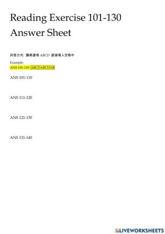 Reading Exercise 101-140