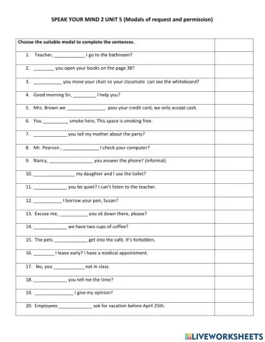 Modals of request and permission