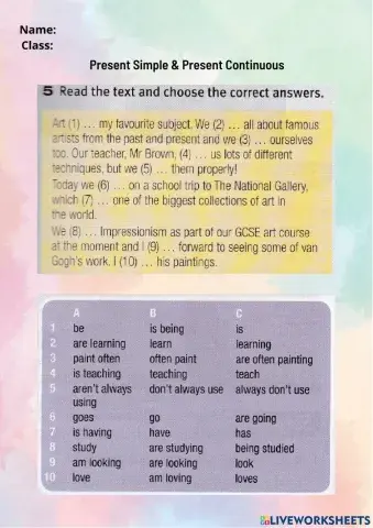 Unit 1: Present Simple & Present Continuous