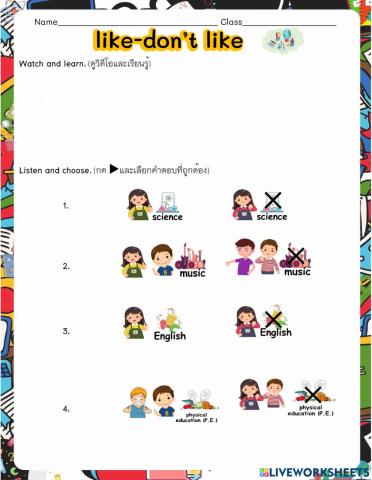 การใช้ like-don't like กับสรรพนามบุรุษ1-2