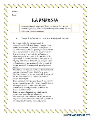 Tipos de energía