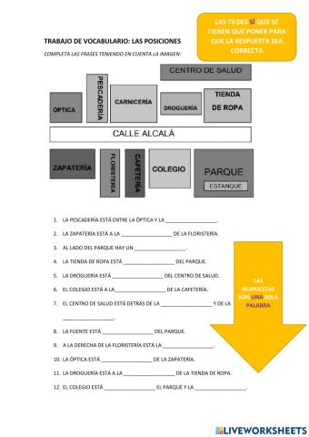 Vocabulario posiciones