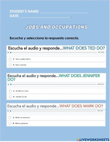 Jobs and occupations