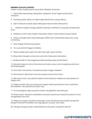 Latihan membina soalan