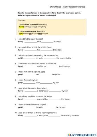 CAUSATIVES (2) – ADDITIONAL CONTROLLED PRACTICE
