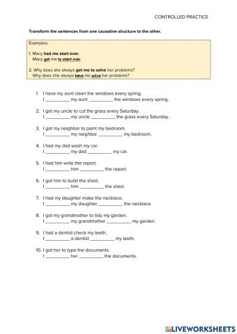 CAUSATIVES (2) – TRANSFORMATIONS