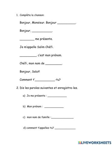 Comment tu t'appeleles?