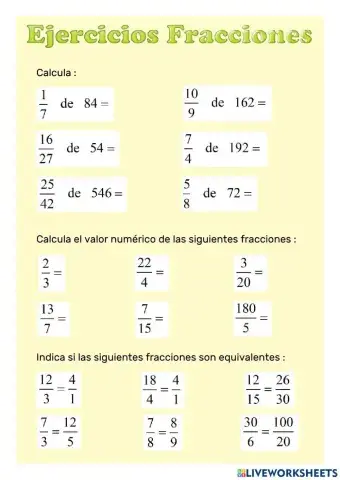 Ejercicios Fracciones